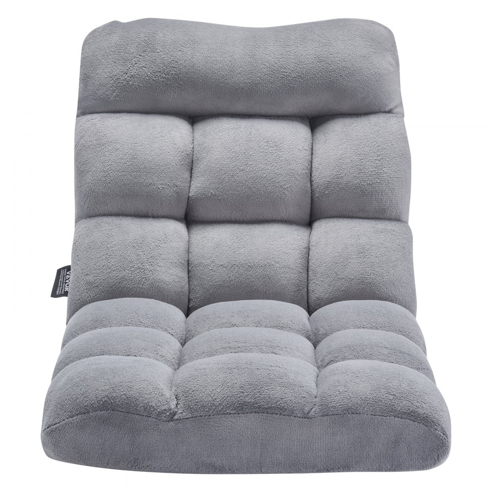 VEVOR Floor Chair, Recycled Foam Folding Sofa Chair with 14 Adjustable Positions, Multifunctional Floor Chair with Back Support Ideal for Sleeping Reading, Floor Gaming Chair Suitable for Kids, Gray