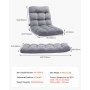 VEVOR Floor Chair, Recycled Foam Folding Sofa Chair with 14 Adjustable Positions, Multifunctional Floor Chair with Back Support Ideal for Sleeping Reading, Floor Gaming Chair Suitable for Kids, Gray