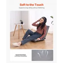VEVOR Floor Chair, 6-Position Adjustable Meditation Chair with Back Support, Folding Sofa Chair for Reading TV Watching and Gaming, Portable Floor Seat Lounge Sofa Chair for Kids Teens Adults, Gray