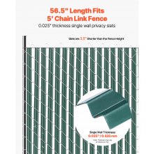 Chain Link Fence Privacy Slats Single-Wall for 5' High Fence Bottom Lock Green