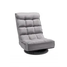 VEVOR Swivel Floor Gaming Chair, 360-Degree Rotating Floor Chair with 4 Adjustable Position Folding Backrest and Lumbar Support, Folding Video Reclining Sofa for Watching TV Reading Playing Game, Gray