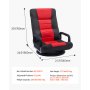 VEVOR Swivel Floor Gaming Chair with Armrests, 360-Degree Rotating Floor Chair with 6 Adjustable Position Folding Backrest and Lumbar Support, Folding Video Reclining Sofa for TV Reading, Red Black