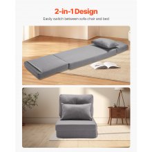 Convertible Flip Chair with 5 Adjustable Position Folding Floor Lazy Sofa Gray