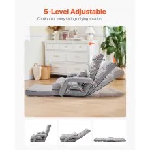 VEVOR Floor Chair, Floor Gaming Chair with 5 Adjustable Position and Back Support, Folding Sofa Chair with Armrest for Adults, Sofa Lounger Bed with Back Cushion for Living Room and Bedroom, Gray