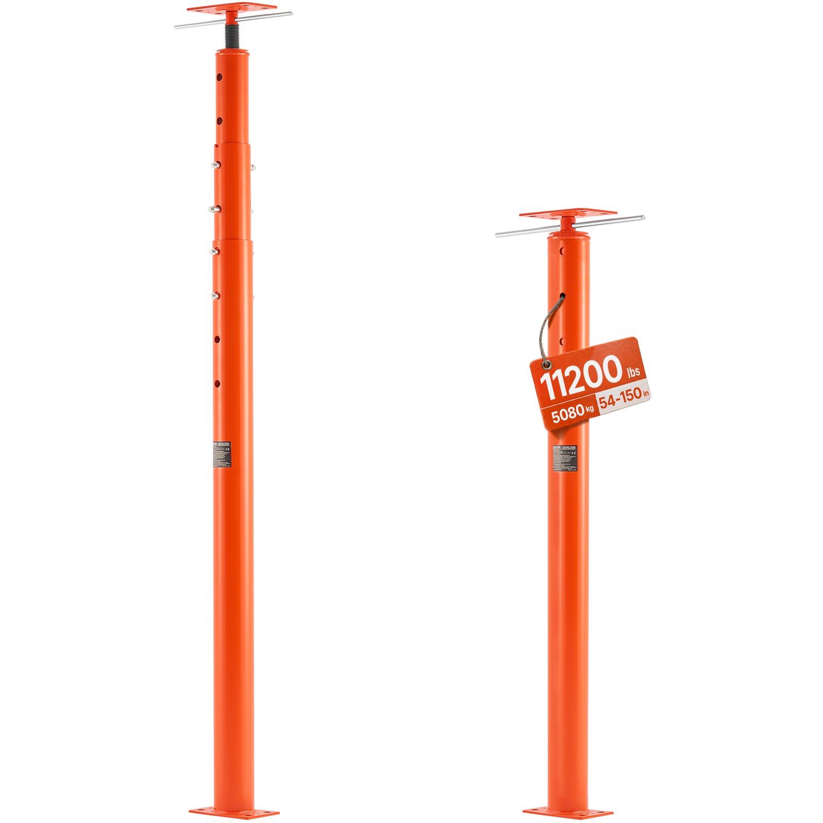 VEVOR House Floor Jack, 54"-150" Height Range, 11200 lbs Max Load Capacity, Adjustable Support Beam Basement Jack Post Pole for Leveling, Lift Support Steel Telescoping Jack for Temporary Support