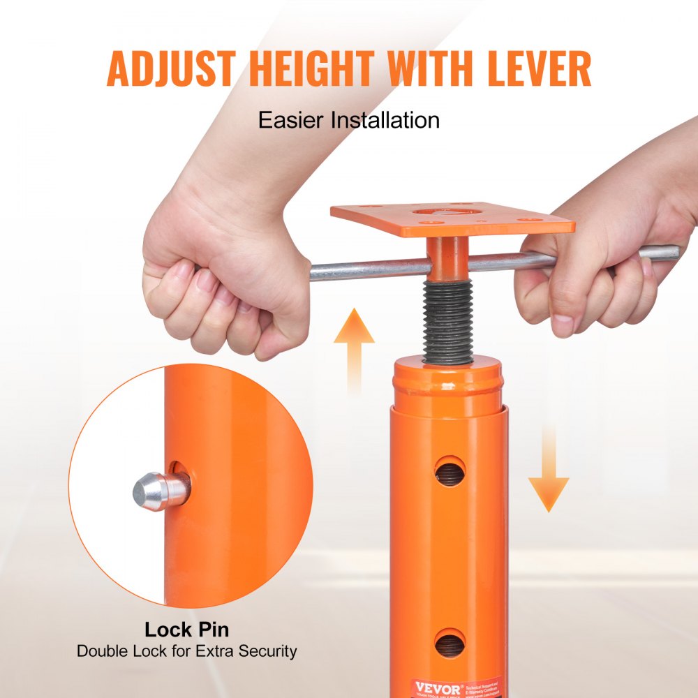 VEVOR House Floor Jack, 19"-36" Height Range, 18000 lbs Max Load Capacity, Adjustable Support Beam Basement Jack Post Pole for Leveling, Lift Support Steel Telescoping Jack Post for Temporary Support