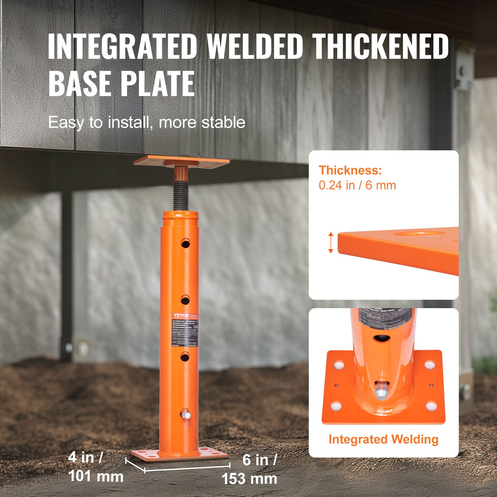 VEVOR House Floor Jack, 19"-36" Height Range, 18000 lbs Max Load Capacity, Adjustable Support Beam Basement Jack Post Pole for Leveling, Lift Support Steel Telescoping Jack Post for Temporary Support