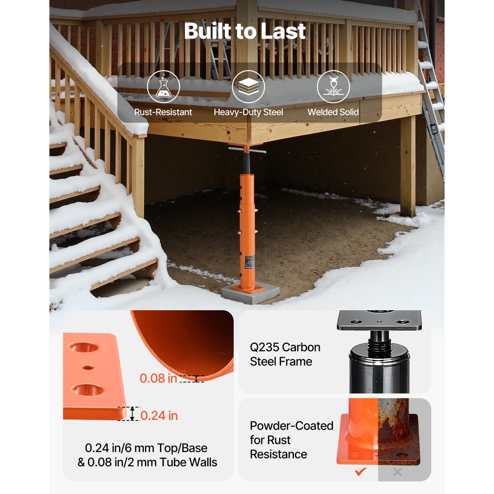 VEVOR House Floor Jacks, 2 Pack 19-36 Inch Height Range, 18000 lbs Max Load Capacity, Adjustable Support Beam Basement Jack Post Pole for Leveling, Lift Steel Telescoping Post for Temporary Support