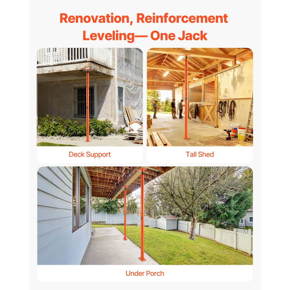 VEVOR House Floor Jacks, 2 Pack 53-93 Inch Height Range, 18000 lbs Max Load Capacity, Adjustable Support Beam Basement Jack Post Pole for Leveling, Lift Steel Telescoping Post for Temporary Support