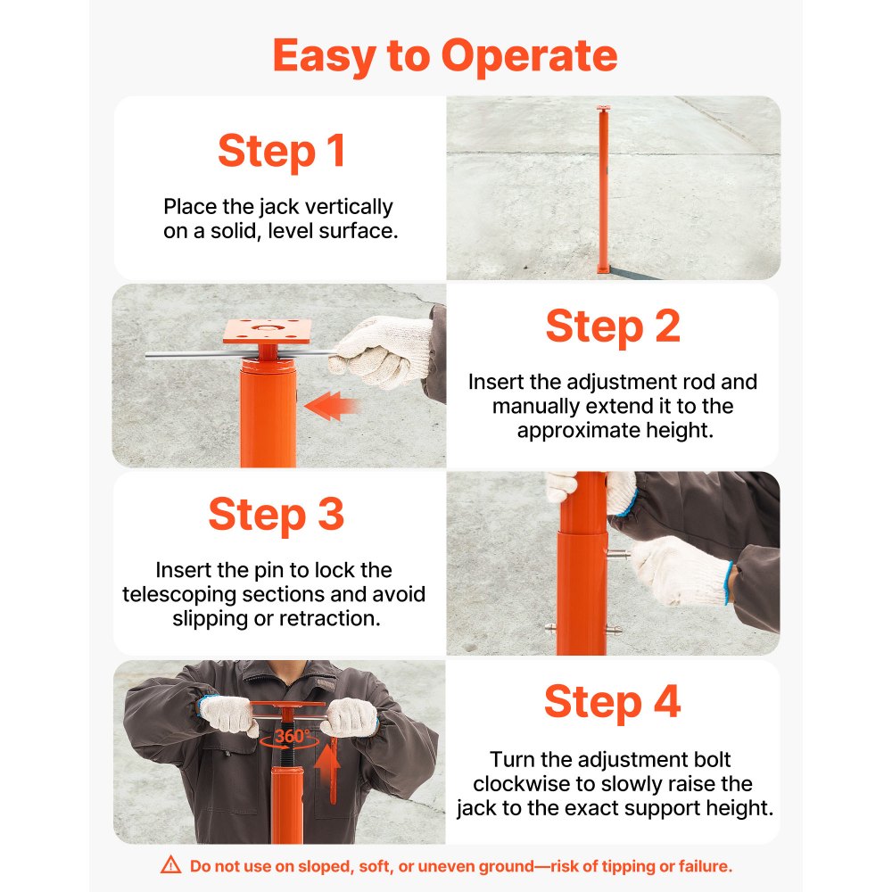 VEVOR House Floor Jacks, 2 Pack 53-93 Inch Height Range, 18000 lbs Max Load Capacity, Adjustable Support Beam Basement Jack Post Pole for Leveling, Lift Steel Telescoping Post for Temporary Support