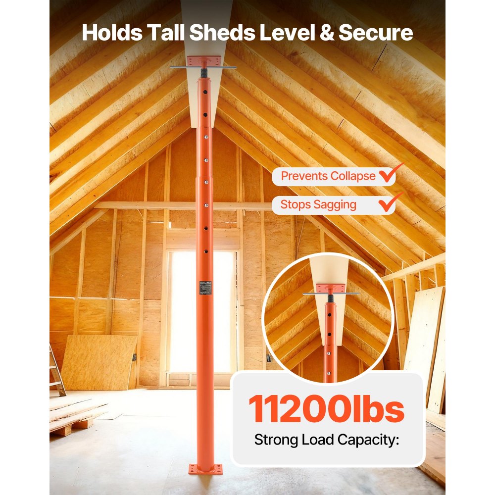 VEVOR House Floor Jacks, 2 Pack 54-150 Inch Height Range, 11200 lbs Max Load Capacity, Adjustable Support Beam Basement Jack Post Pole for Leveling, Lift Steel Telescoping Post for Temporary Support