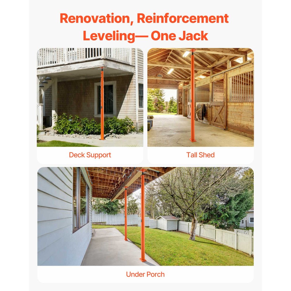 VEVOR House Floor Jacks, 2 Pack 54-150 Inch Height Range, 11200 lbs Max Load Capacity, Adjustable Support Beam Basement Jack Post Pole for Leveling, Lift Steel Telescoping Post for Temporary Support