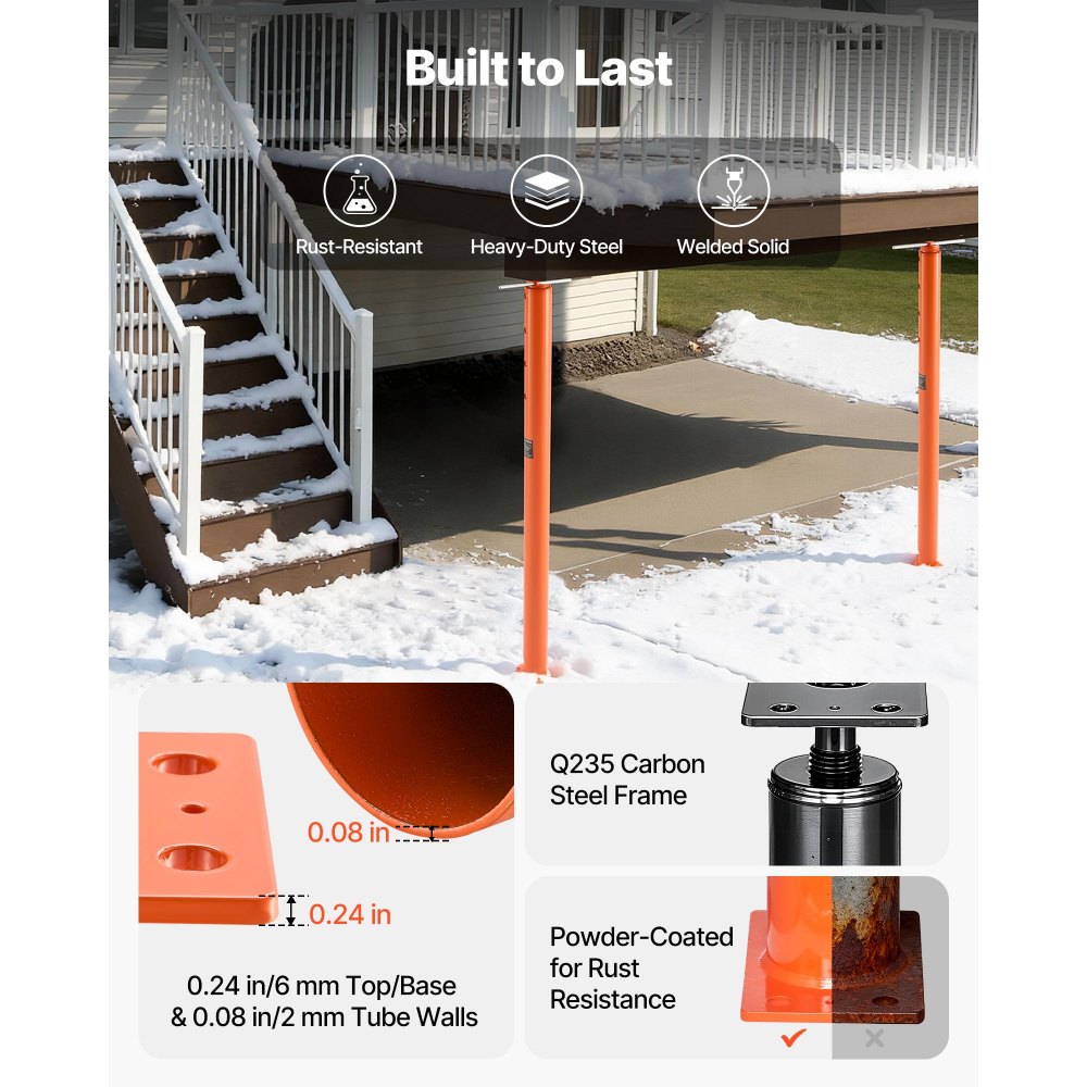 VEVOR House Floor Jacks, 2 Pack 54-150 Inch Height Range, 11200 lbs Max Load Capacity, Adjustable Support Beam Basement Jack Post Pole for Leveling, Lift Steel Telescoping Post for Temporary Support