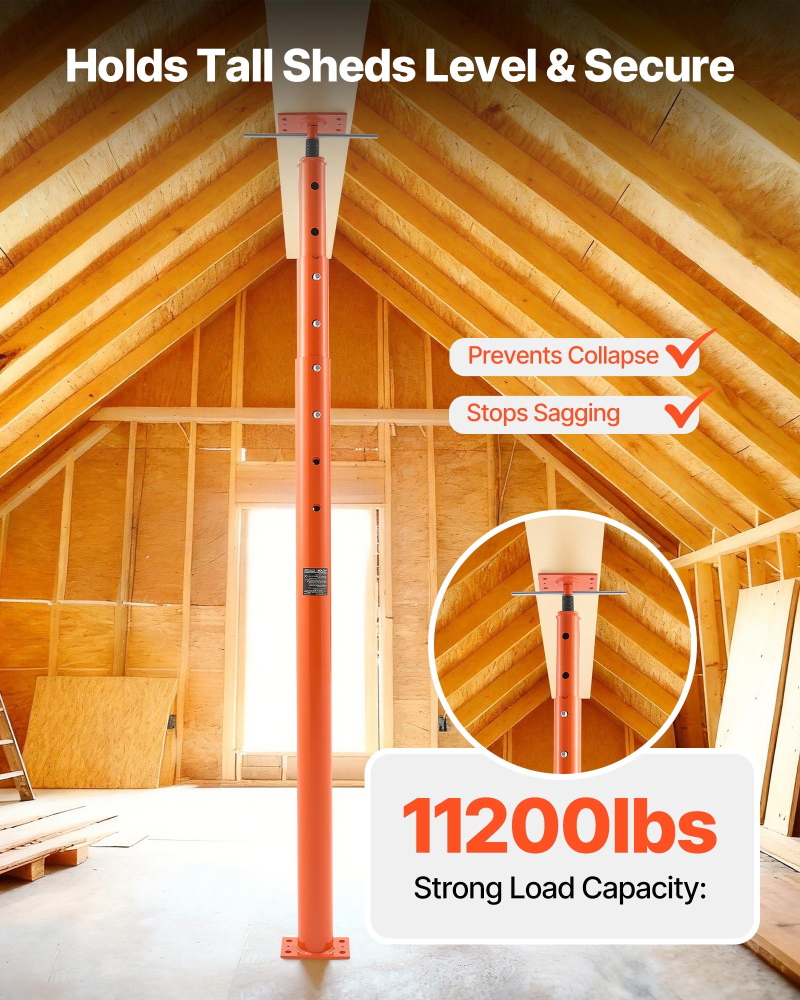 VEVOR House Floor Jacks, 2 Pack 54-150 Inch Height Range, 11200 lbs Max Load Capacity, Adjustable Support Beam Basement Jack Post Pole for Leveling, Lift Steel Telescoping Post for Temporary Support