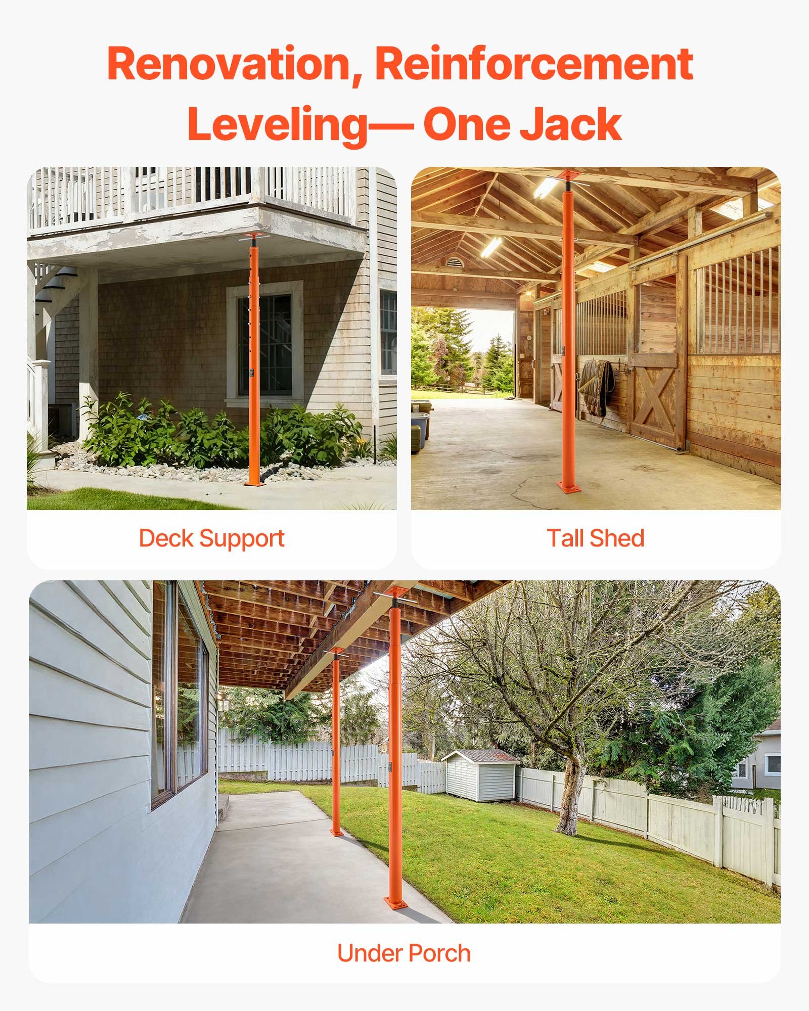 VEVOR House Floor Jacks, 2 Pack 54-150 Inch Height Range, 11200 lbs Max Load Capacity, Adjustable Support Beam Basement Jack Post Pole for Leveling, Lift Steel Telescoping Post for Temporary Support