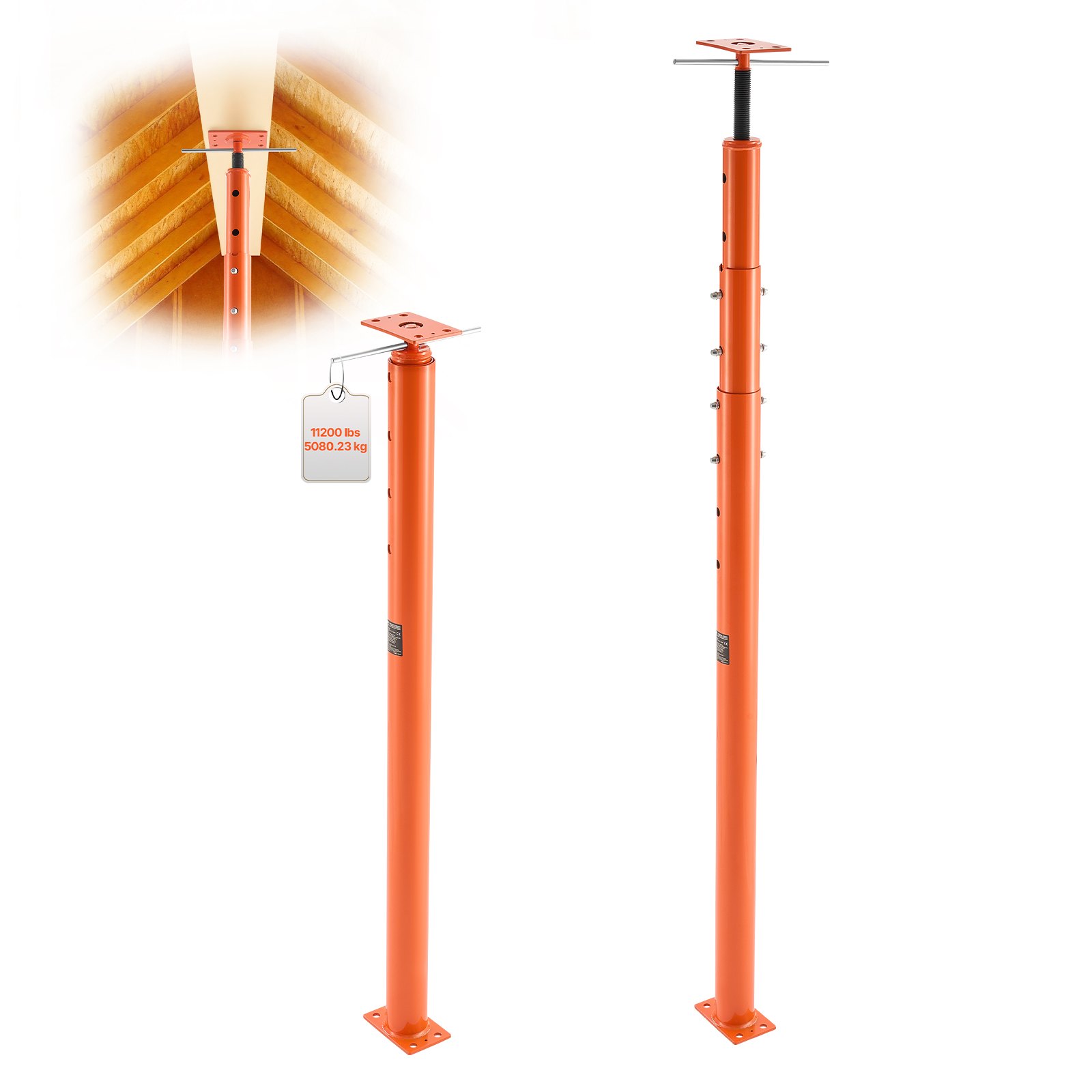 VEVOR House Floor Jacks, 2 Pack 54-150 Inch Height Range, 11200 lbs Max Load Capacity, Adjustable Support Beam Basement Jack Post Pole for Leveling, Lift Steel Telescoping Post for Temporary Support