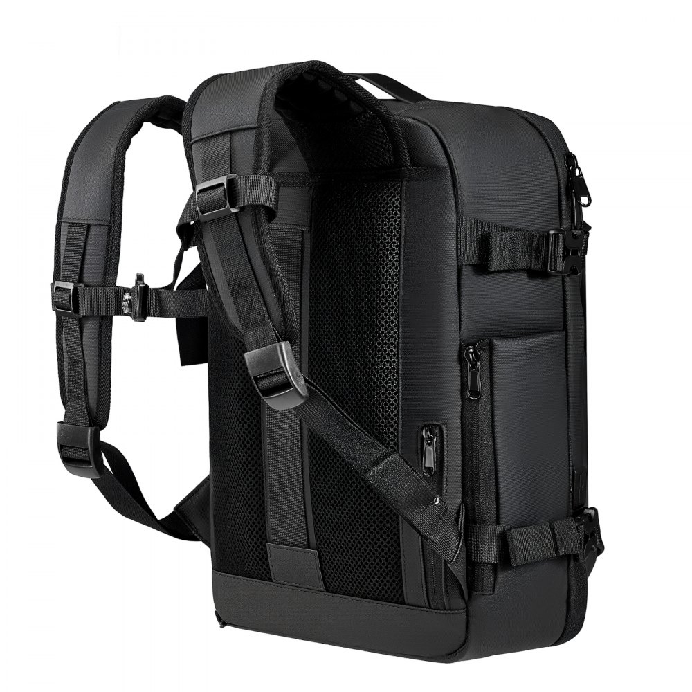 VEVOR Vacuum Travel Backpack, 35L, Vacuum Seal Compression Travel Backpack with Air Pump, Multiple Pockets & Compartments, Water-Resistant Carry-On Suitcase Luggage, Casual Personal Item Bag, Black