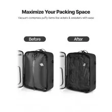 VEVOR Vacuum Travel Backpack, 35L, Vacuum Seal Compression Travel Backpack with Air Pump, Multiple Pockets & Compartments, Water-Resistant Carry-On Suitcase Luggage, Casual Personal Item Bag, Black
