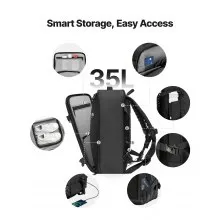 VEVOR Vacuum Travel Backpack, 35L, Vacuum Seal Compression Travel Backpack with Air Pump, Multiple Pockets & Compartments, Water-Resistant Carry-On Suitcase Luggage, Casual Personal Item Bag, Black