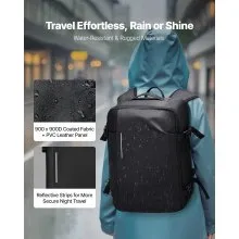 VEVOR Vacuum Travel Backpack, 35L, Vacuum Seal Compression Travel Backpack with Air Pump, Multiple Pockets & Compartments, Water-Resistant Carry-On Suitcase Luggage, Casual Personal Item Bag, Black