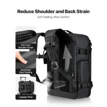 VEVOR Vacuum Travel Backpack, 35L, Vacuum Seal Compression Travel Backpack with Air Pump, Multiple Pockets & Compartments, Water-Resistant Carry-On Suitcase Luggage, Casual Personal Item Bag, Black