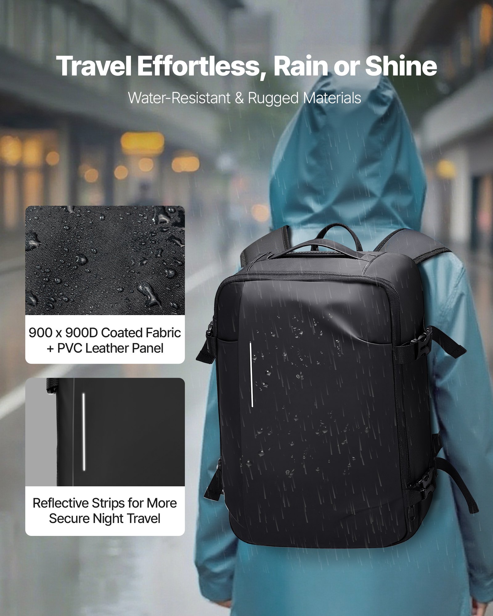 VEVOR Vacuum Travel Backpack, 35L, Vacuum Seal Compression Travel Backpack with Air Pump, Multiple Pockets & Compartments, Water-Resistant Carry-On Suitcase Luggage, Casual Personal Item Bag, Black