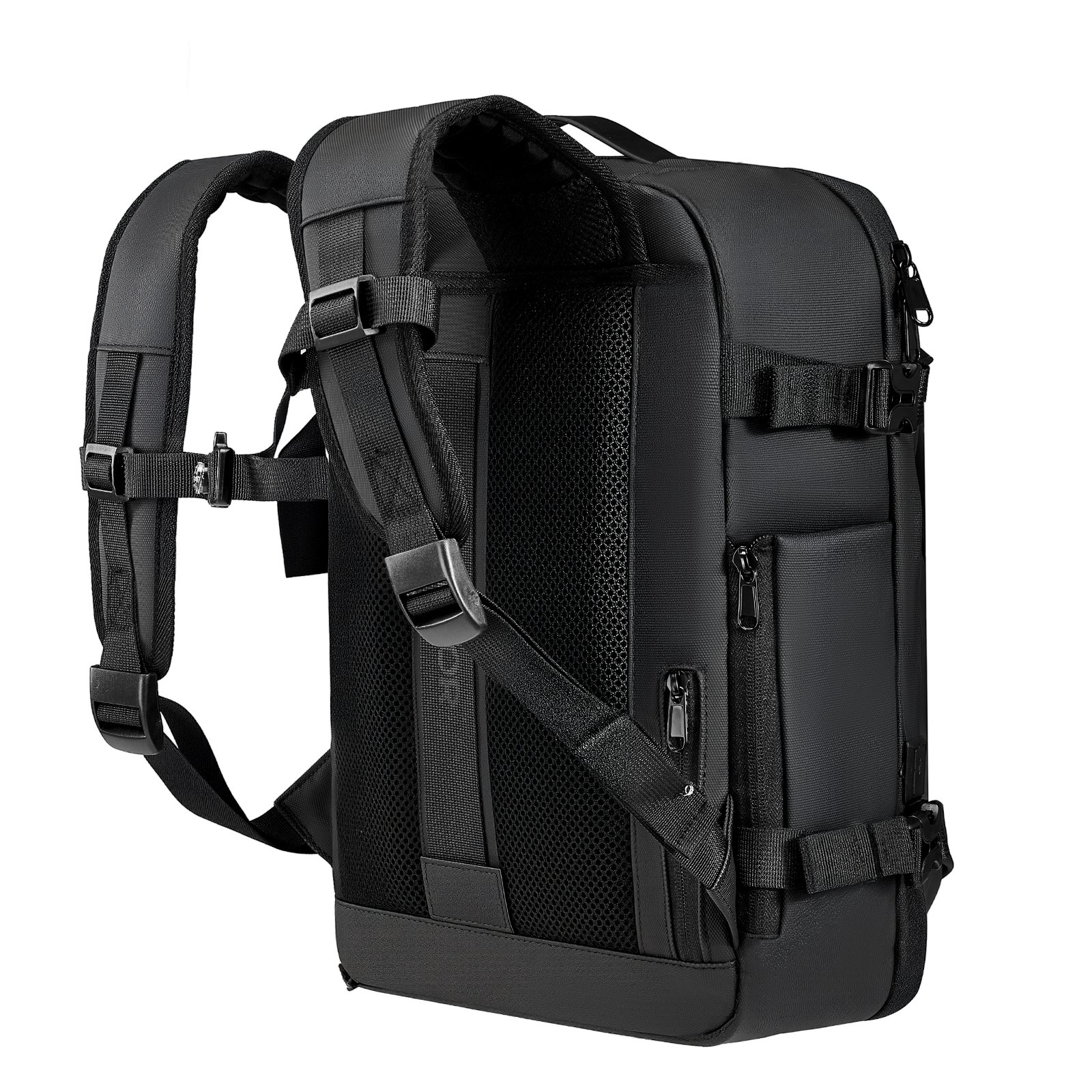 VEVOR Vacuum Travel Backpack, 35L, Vacuum Seal Compression Travel Backpack with Air Pump, Multiple Pockets & Compartments, Water-Resistant Carry-On Suitcase Luggage, Casual Personal Item Bag, Black