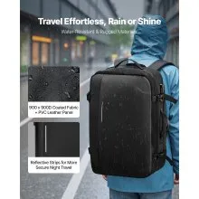 VEVOR Vacuum Travel Backpack, 65L, Expandable Vacuum Seal Compression Travel Backpack with Pump, with TSA-Approved Lock, Airback Vacpack, Water-Resistant Carry-On Suitcase Luggage, for Business, Black
