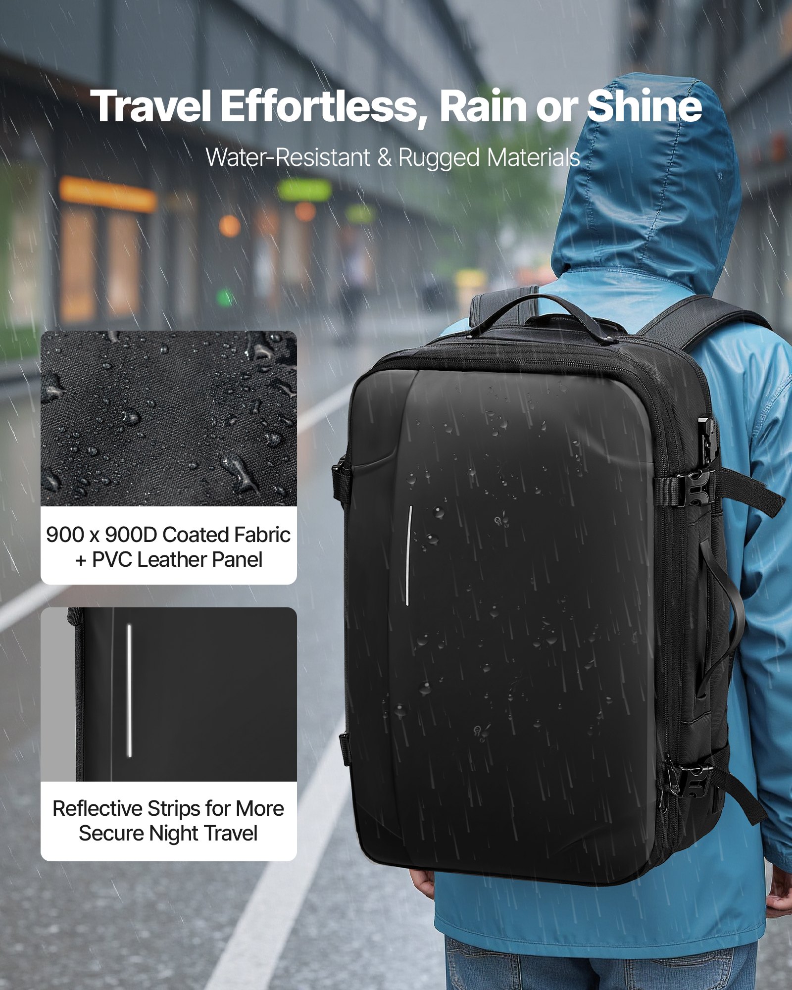 VEVOR Vacuum Travel Backpack, 65L, Expandable Vacuum Seal Compression Travel Backpack with Pump, with TSA-Approved Lock, Airback Vacpack, Water-Resistant Carry-On Suitcase Luggage, for Business, Black