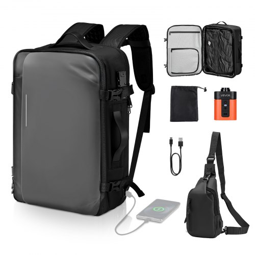 VEVOR Vacuum Travel Backpack, 65L, Expandable Vacuum Seal Compression Travel Backpack with Pump, with TSA-Approved Lock, Airback Vacpack, ... VEVOR Vacuum Travel Backpack, 65L, Expandable Vacuum Seal Compression Travel Backpack with Pump, with TSA-Approved Lock, Airback Vacpack, ...