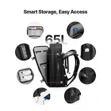 VEVOR Vacuum Travel Backpack, 65L, Expandable Vacuum Seal Compression Travel Backpack with Pump, with TSA-Approved Lock, Airback Vacpack, Water-Resistant Carry-On Suitcase Luggage, for Business, Gray