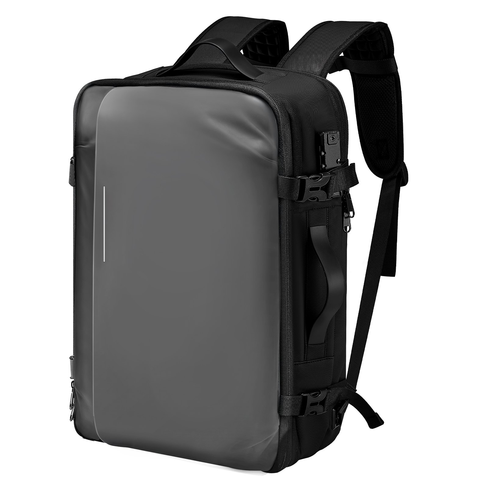 VEVOR Vacuum Travel Backpack, 65L, Expandable Vacuum Seal Compression Travel Backpack with Pump, with TSA-Approved Lock, Airback Vacpack, Water-Resistant Carry-On Suitcase Luggage, for Business, Gray