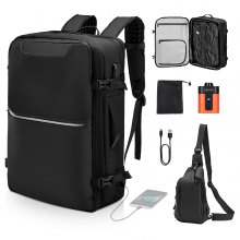 VEVOR Vacuum Travel Backpack, 80L, Expandable Vacuum Seal Compression Travel Backpack with Pump, with TSA-Approved Lock, Airback Vacpack, Water-Resistant Carry-On Suitcase Luggage, for Business, Black