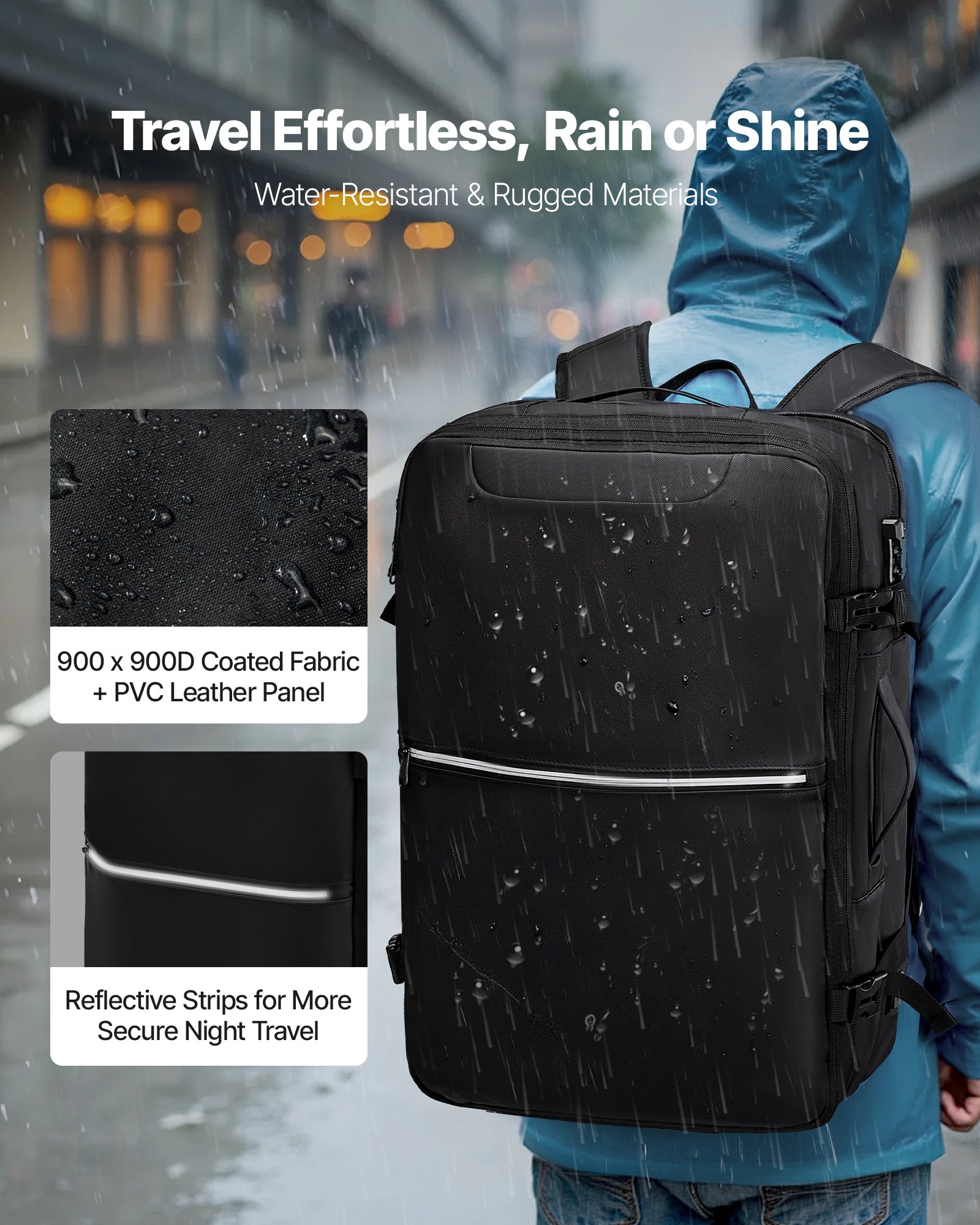 VEVOR Vacuum Travel Backpack, 80L, Expandable Vacuum Seal Compression Travel Backpack with Pump, with TSA-Approved Lock, Airback Vacpack, Water-Resistant Carry-On Suitcase Luggage, for Business, Black