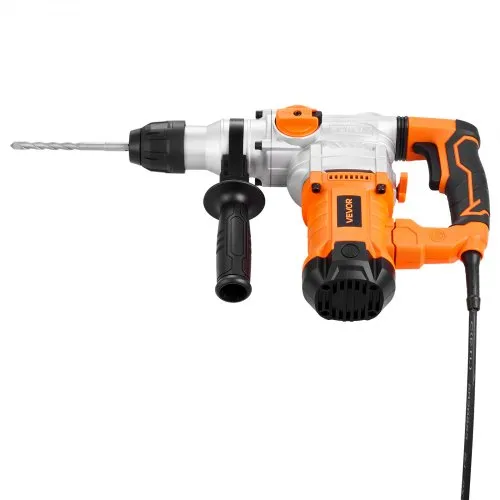 VEVOR Rotary Hammer Drill – 1-1/8" SDS-Plus, 1100W Corded, 2 Modes (Hammer Drill & Chisel), Kit With 3 Bits, Chisels, Case – For Concrete & Masonry