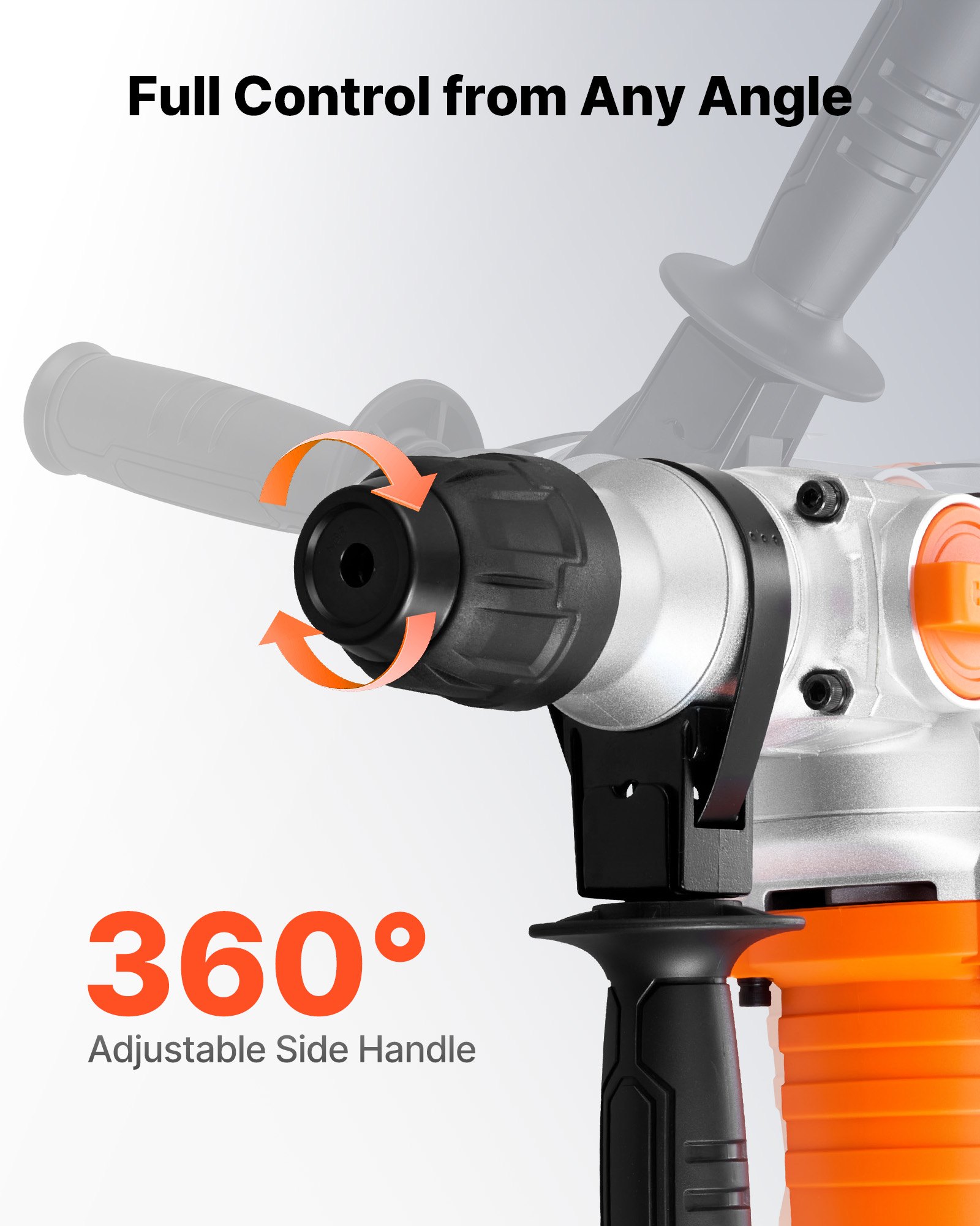 VEVOR Rotary Hammer Drill, 1-1/8 in SDS-Plus Electric Corded Heavy Duty Rotary Hammer, Including 3 Drill Bits, Flat Chisel, Pointed Chisel, Grease, Brush, and Carrying Case, for Concrete and Masonry