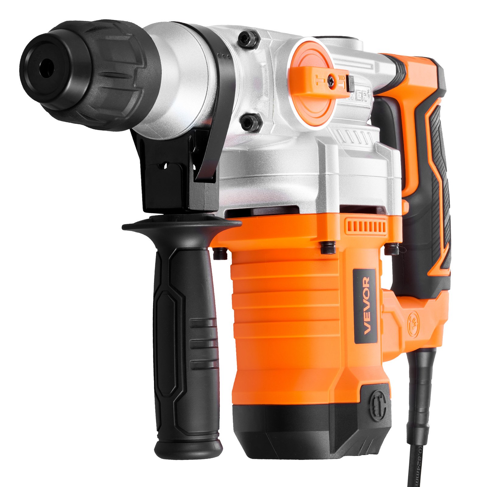 VEVOR Rotary Hammer Drill, 1-1/8 in SDS-Plus Electric Corded Heavy Duty Rotary Hammer, Including 3 Drill Bits, Flat Chisel, Pointed Chisel, Grease, Brush, and Carrying Case, for Concrete and Masonry