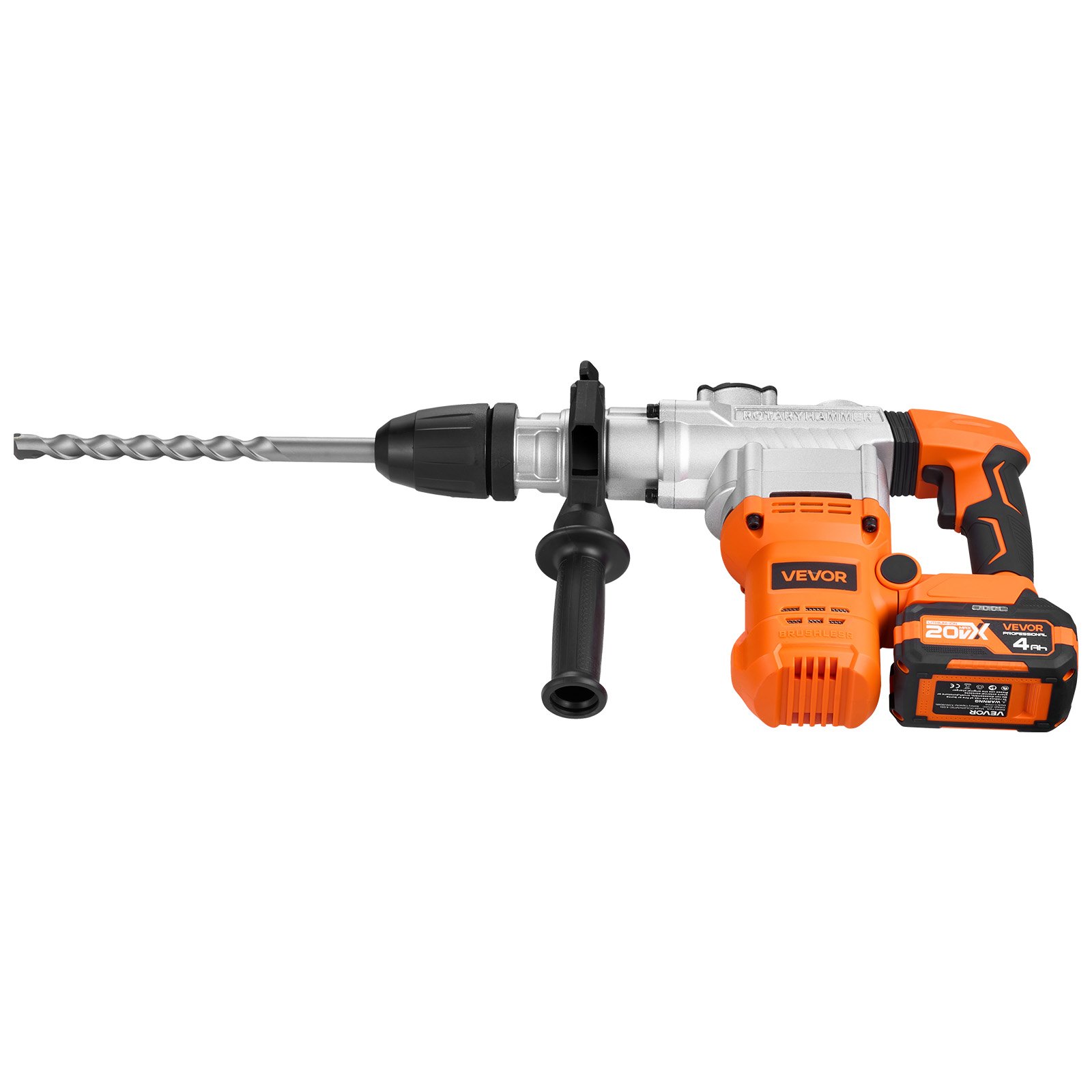 VEVOR Rotary Hammer Drill, 1-9/16 in SDS-Max Cordless, Heavy Duty 20V Battery Powered Rotary Hammer, Including 2 Batteries, Charger, Drill Bit, Pointed Chisel, Carrying Case, for Concrete, Masonry