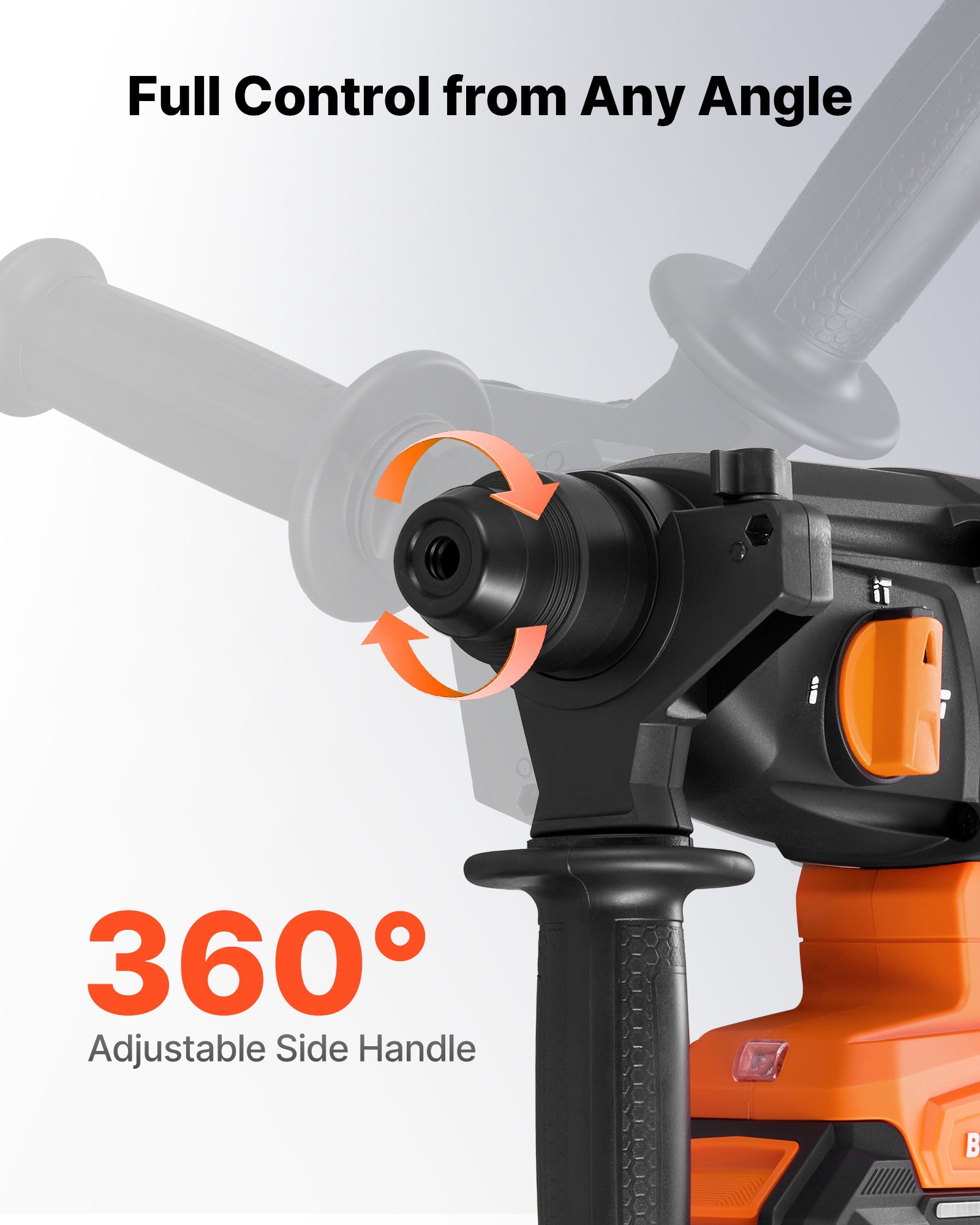 VEVOR Rotary Hammer Drill, 7/8 in SDS-Plus Cordless, 20V Battery Powered Rotary Hammer, Brushless, Including Battery, Charger, 3 Drill Bits, Flat Chisel, Pointed Chisel, Carrying Case, for Concrete