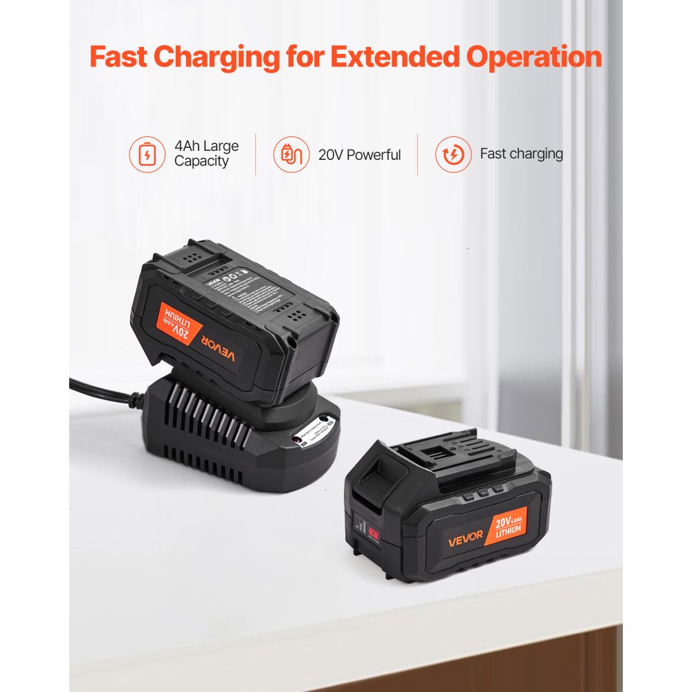 VEVOR 20V Cordless Hammer Drill, Lithium-Ion 0.6 Inch Rotary Hammer Driver, SDS-Plus Electric Lightweight Power Tool Kit with Battery and Charger, 2 Functions, 1000 RPM, 5100 BPM