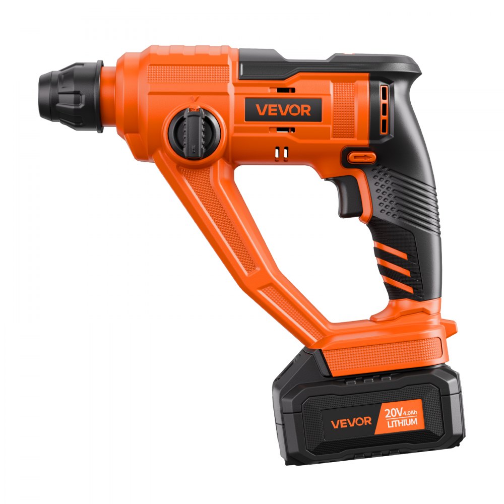 VEVOR 20V Cordless Hammer Drill, Lithium-Ion 0.6 Inch Rotary Hammer Driver, SDS-Plus Electric Lightweight Power Tool Kit with Battery and Charger, 2 Functions, 1000 RPM, 5100 BPM