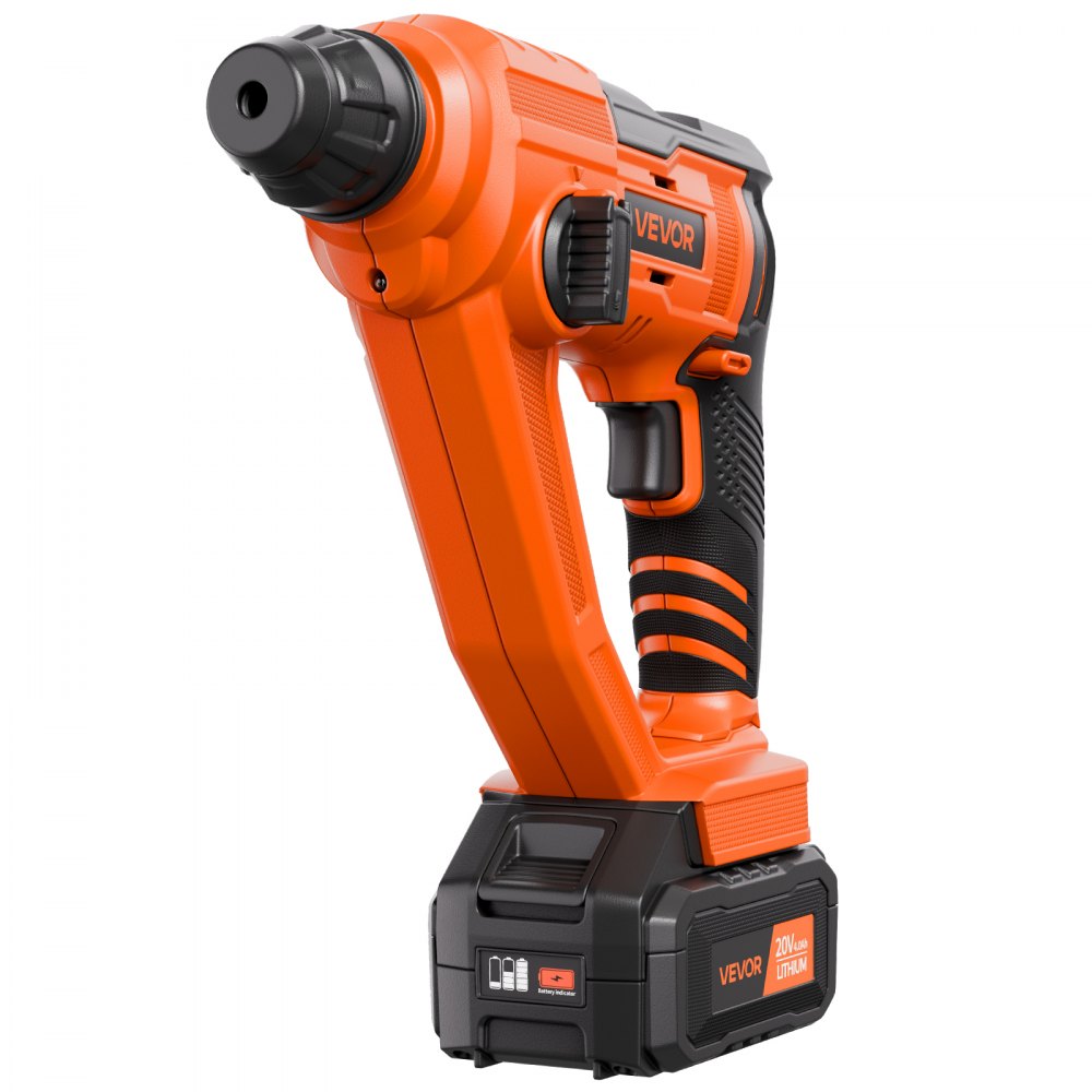 VEVOR 20V Cordless Hammer Drill, Lithium-Ion 0.6 Inch Rotary Hammer Driver, SDS-Plus Electric Lightweight Power Tool Kit with Battery and Charger, 2 Functions, 1000 RPM, 5100 BPM