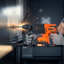 20V SDS-Plus Brushless Cordless Rotary Hammer Drill Kit 1.1 In 1200RPM 4Function