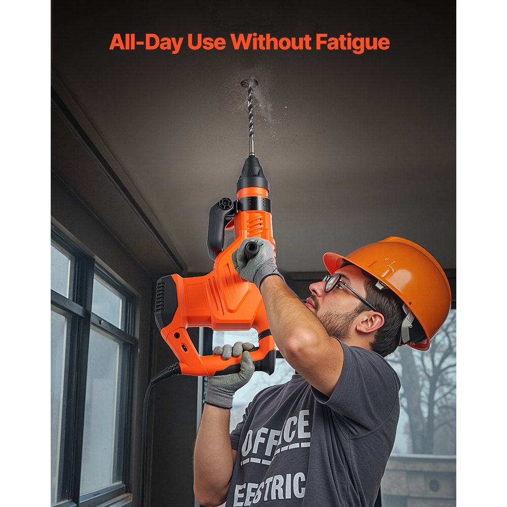 VEVOR Corded Hammer Drill, 1600W 175-350RPM Electric Demolition Drills, 2-Inch SDS-Max Rotary Hammer Driver, 3 Functions Chipping Power Tool Kit for Concrete, Drilling Wood Plastic