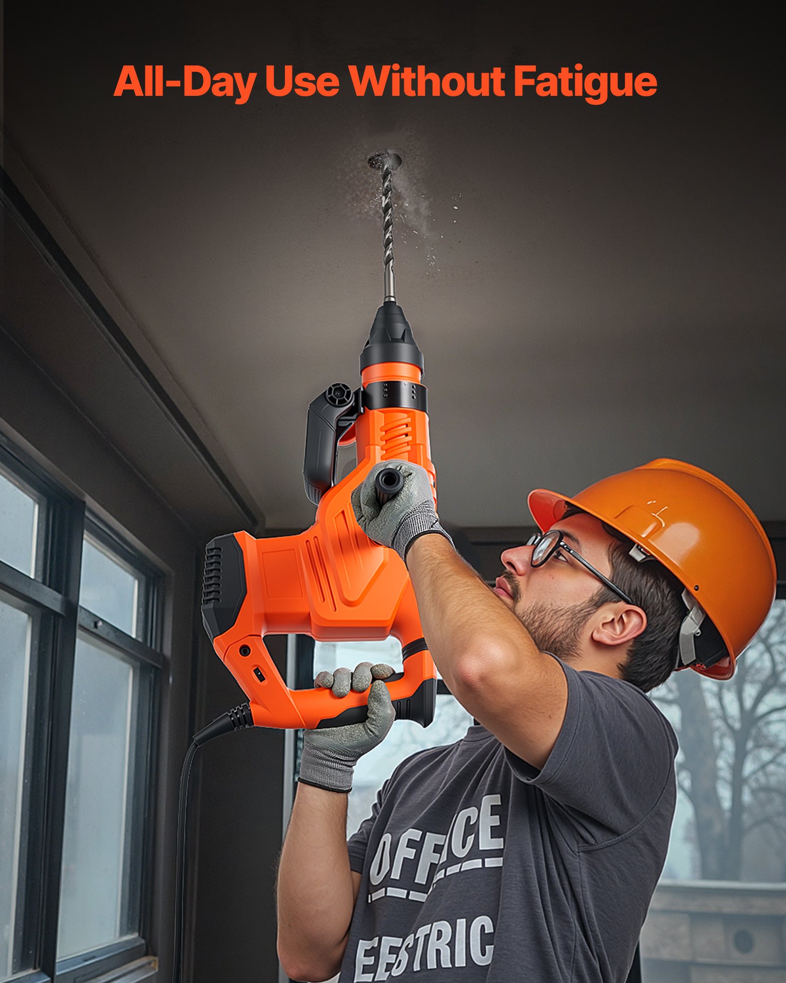 VEVOR Corded Hammer Drill, 1600W 175-350RPM Electric Demolition Drills, 2-Inch SDS-Max Rotary Hammer Driver, 3 Functions Chipping Power Tool Kit for Concrete, Drilling Wood Plastic