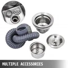 VEVOR VEVOR Handmade Sink Non-magnetic Stainless Steel Kitchen Sink Hand Made 1 Compartment 16 x 15.5 x 10 Inch Capacity Huge Tub Sink with Right Hand Platform for Farmhouse Cafe Shop Hospital