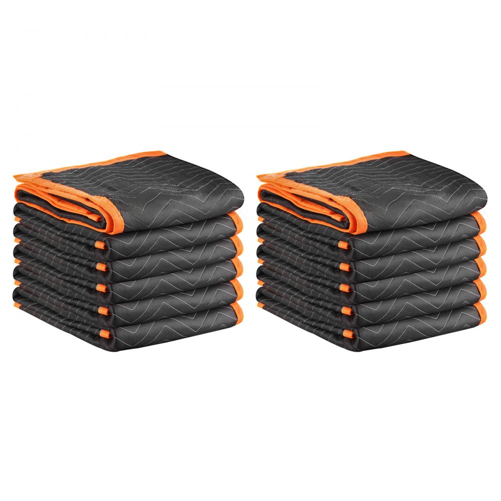 VEVOR Moving Blankets 12 Pcs, 1829 x 1016 mm (14.5 kg/dz) Large Packing Blankets with Cotton Filling, Heavy Duty Nonwoven Fabric Padded Moving Blanket for Shipping, Wrapping, Protecting Furniture