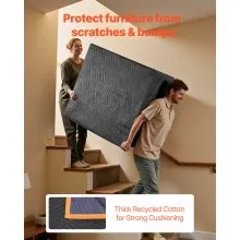 VEVOR Moving Blankets 12 Pcs, 72 x 40 in (32 lbs/dz) Large Packing Blankets with Cotton Filling, Heavy Duty Nonwoven Fabric Padded Moving Blanket for Shipping, Wrapping, Protecting Furniture