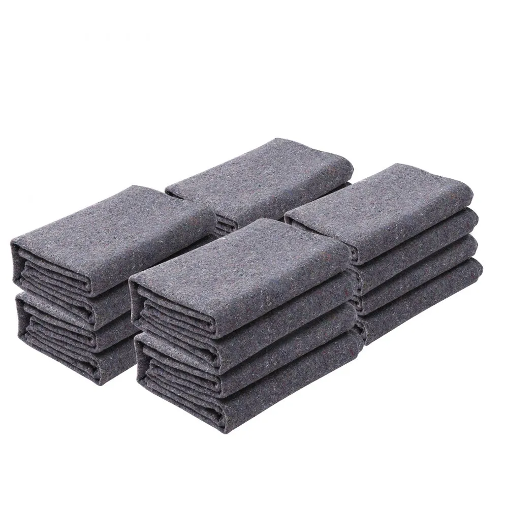 VEVOR Moving Blankets, 72" x 54", 21 lbs/dz Weight, 12 Packs, Professional Recycled Cotton Packing Blanket, Large Heavy Duty Shipping Mover Pads Perfect for Protecting Furniture, Floors, Appliances