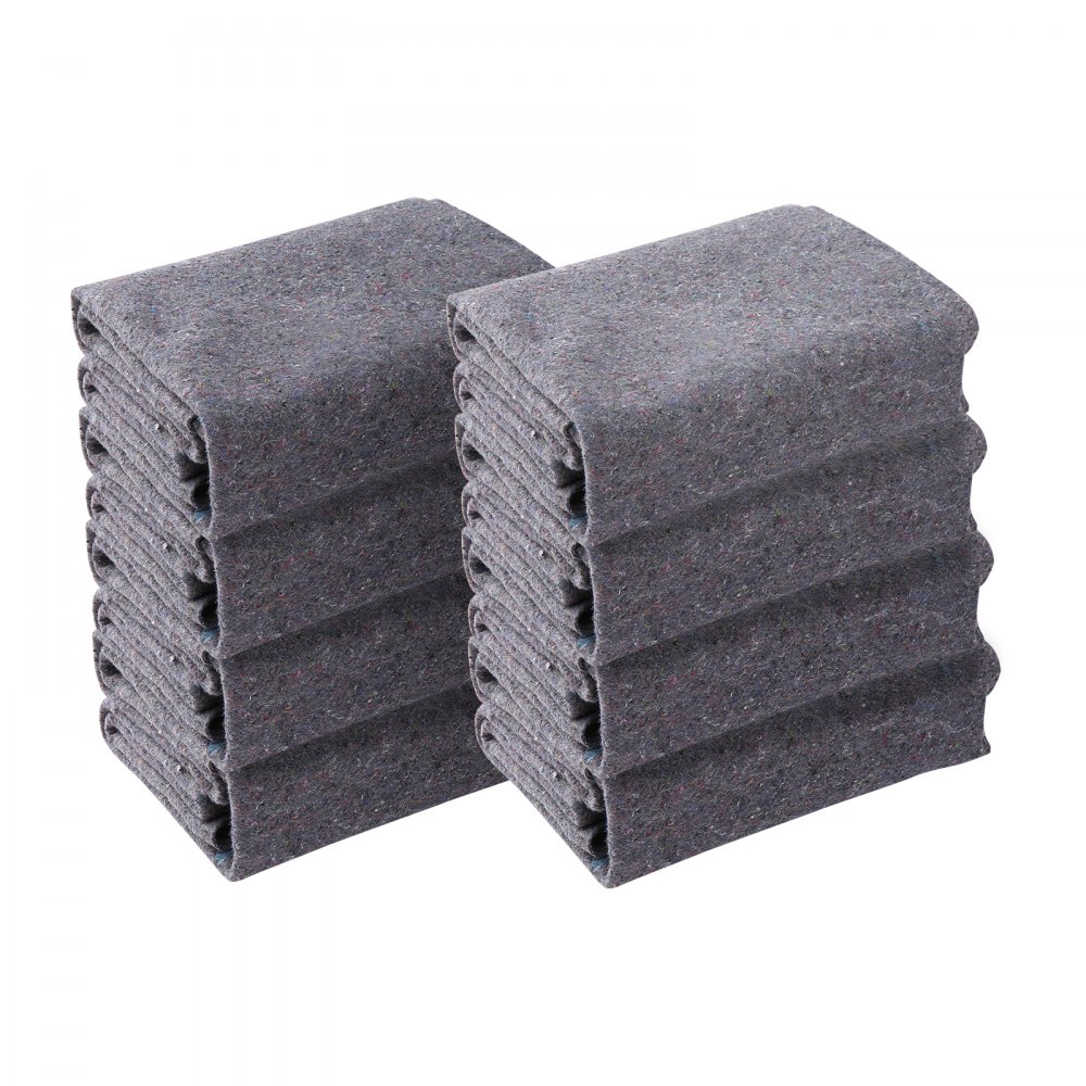 VEVOR Moving Blankets,182.9 x 137.2 cm, 9.5 kg/dz Weight, 12 Packs, Professional Recycled Cotton Packing Blanket, Large Heavy Duty Shipping Mover Pads Perfect for Protecting Furniture, Floors, Appliances